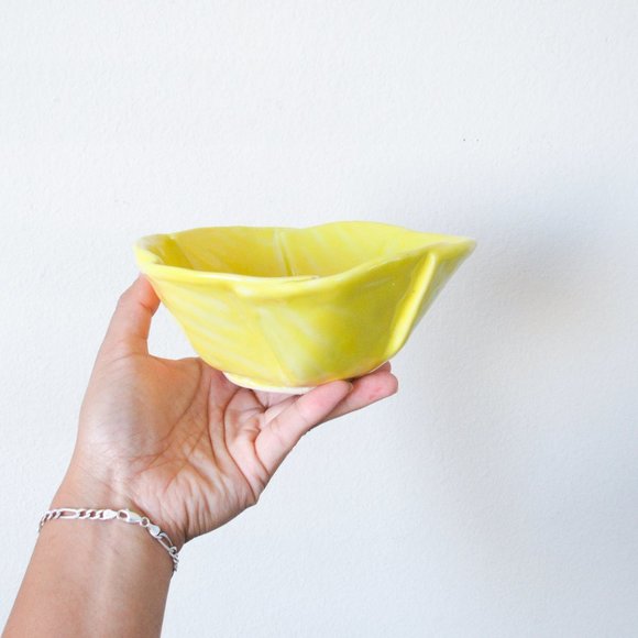 Sunny Yellow Handmade Ceramic Bowl Decorative Bowl Stylish Decor Retro Vintage - Picture 10 of 10